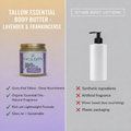 Comparison of Tallow Essential Body Butter with other body lotions on a gradient background.