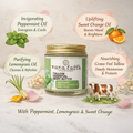 Nana Latta tallow essential body butter jar with ingredients and benefits on a light background