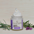 tallow essential body butter glass jar with open lid