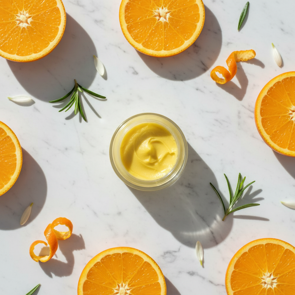 Flat lay with orange ingredients