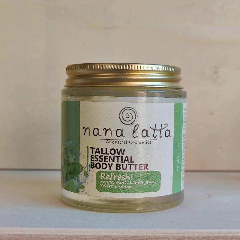 Tallow Essential Body Butter Refresh! - Peppermint, Sweet Orange & Lemongrass - Nana Latta Skincare